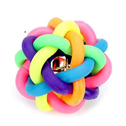 Pet dog puppy durable fetch chew colorful soft bell plastic ball toy (mz2636)