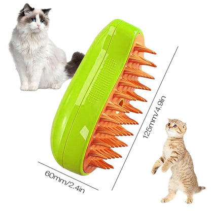 Cat Steamy Brush, 3 In 1 Steamy Cat Brush Cat Spray Massage Comb with Water Tank Multifunctional Cat Grooming Brush for Massages Spray Steam Cat Hair Brush for Removing Tangled and Loose Hair (Green)