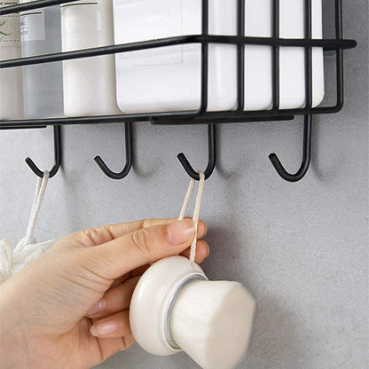 DYRROTH Bathroom Shelf Shower Shelf Adhesive Shower Caddy for Shampoo Holder Kitchen Rack Wall Holder Box Storage Basket with Hook Magic Sticker Shower Rack Shelf with 4 Hook