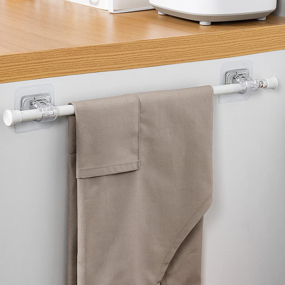 4 x Curtain Rod Holder No Drilling - Adhesive Wall Hooks - Hooks - Curtain Rod - Adjustable without Nail for, Hotel