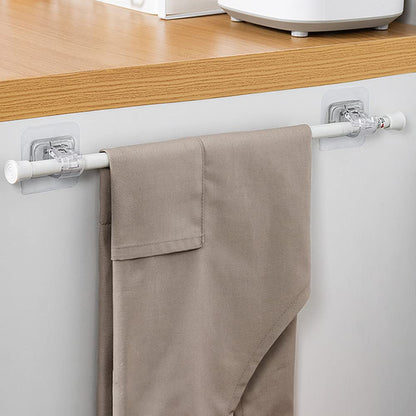 4 x Curtain Rod Holder No Drilling - Adhesive Wall Hooks - Hooks - Curtain Rod - Adjustable without Nail for, Hotel