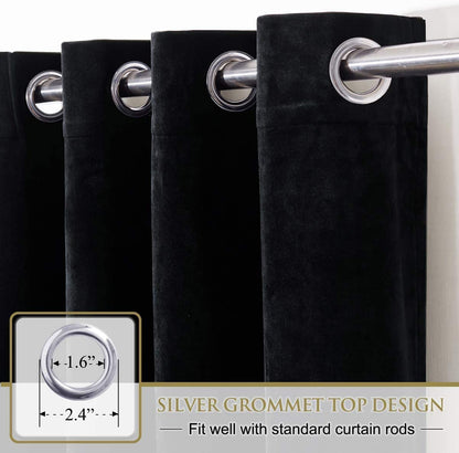 Elegant Velvet curtains - Soft Velour fabric - Steel Grommets - for living rooms - 1 piece-Black