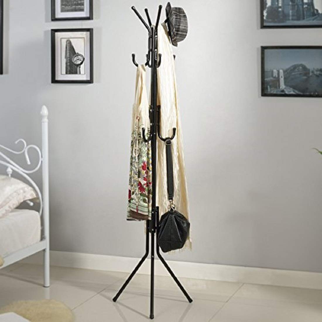 Metal Coat Rack/hanger 02, Free Standing, Coat/Hat hanger 02 for Handbags, Hat, Umbrella, Clothes Tree Coat hanger 02 Holder Stand Black