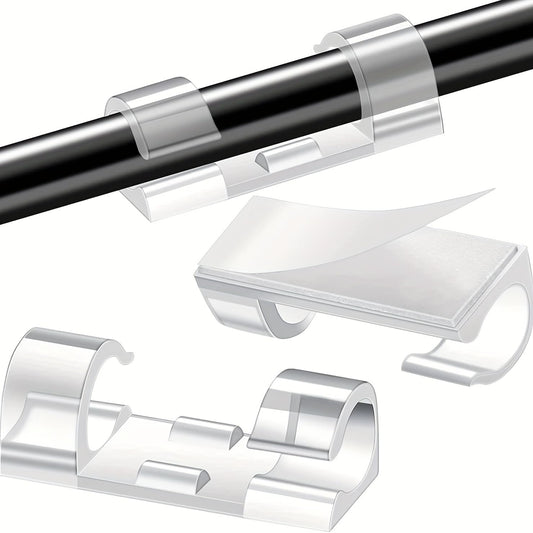 SYGA Pack of 20 Self-Adhesive Cable Clips Organizer Drop Wire Holder Cord Management System (Transparent)