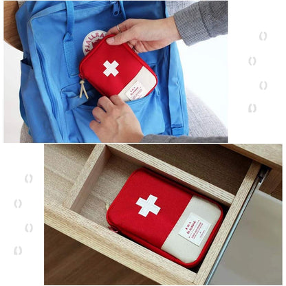 WishLotus Travel Mini First Aid Pouch, Portable Mini First Aid Kit Storage Bag for Medicine Boxes Medical Kits Empty Bag for Sports Camping Hiking Outdoor Activities Emergency (Red),6.5x5.1x0.6in