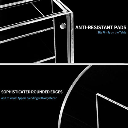 Minimalist Acrylic Desk Organizer and File Sorter, Transparent Desktop Storage Solution with 3 Vertical Slots and 1 Integrated Drawer for Home and Office, Sleek Modern Design