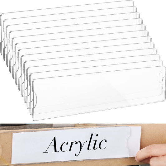 15 Pack Wall Mount Name Plate Holders, 20x5 CM Clear Acrylic Sign Frames with Adhesive Tape, Self-Stick Horizontal Nameplates for Office Doors, Businesses, and Homes