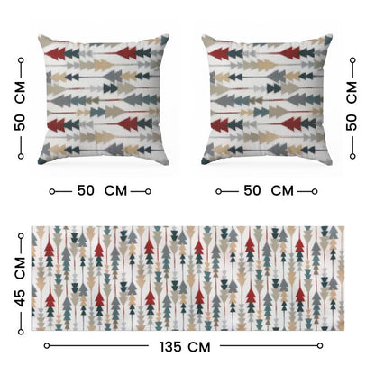 INTEX HOME Sofia Elegance 3-Piece Set – Linen Velvet Table Runner 45x135 cm - 2 Cushion Covers 40X40 cm – Elegant Home Décor for Dining Table & Living Room – Grey