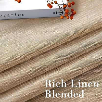 INtex CURTAINS House Semi-Transparent Linen Sheer Curtain, Lightweight Fabric with Steel Grommets, Elegant One Piece Window Panel for Living Room or Home Décor - 400 W x 270 L - Café