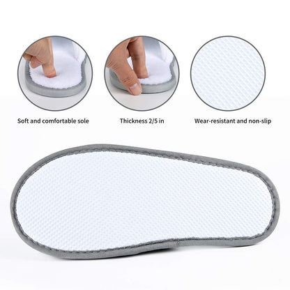 INtex HOME Closed Toe Slippers - Ultra-Soft Fluffy Coral Fleece with Padded Sole for Comfort - Ideal for Guests Hotels and Travel - Unisex - 1 Pair - White x Grey, One Size