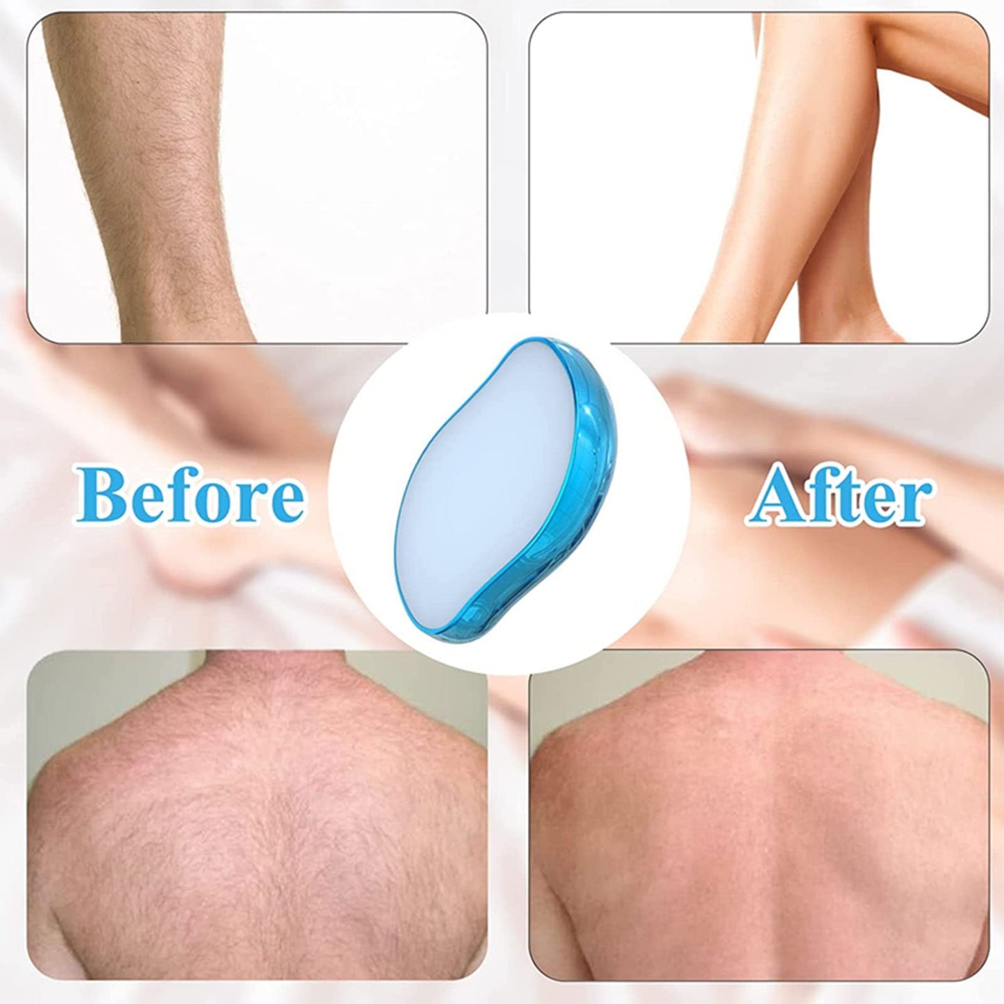 Crystal hair eraser, bleame crystal crystal hair eraser, painless magic crystal epilator, for men and women, hair removal eraser exfoliating tool, for arms, back, any area (blue)