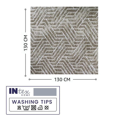 INtex Home Rectangular Tablecloth, Nadia’s Geometrical Design in Heavy Duty Linen Velvet Fabric, Soft Touch for Reception Living Room and Special Occasions - 1 Pc - 130 x 130 cm - Light Biege