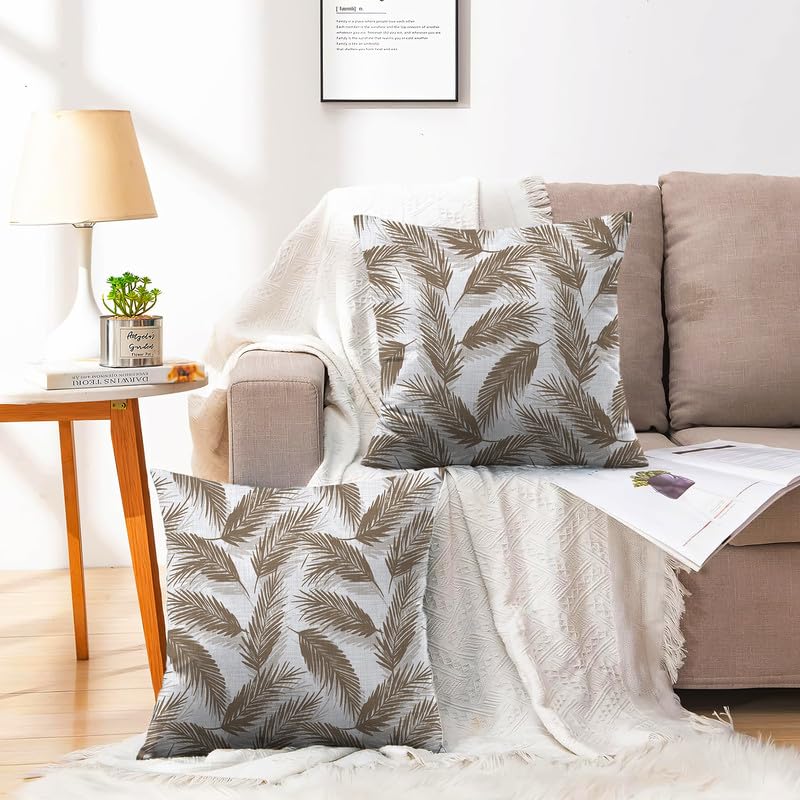 INTEX HOME Linen Velvet Cushion Set, Bella Leaf Pattern, Premium Soft Fabric, 40×40 cm, Turquoise, Elegant Living and Dining Room Decor, Comfortable and Durable Accent Pillows, 2 Pieces