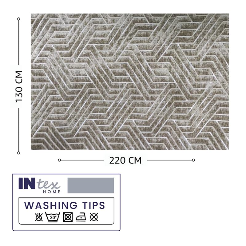 INtex Home Rectangular Tablecloth, Nadia’s Geometrical Design in Heavy Duty Linen Velvet Fabric, Soft Touch for Reception Living Room and Special Occasions - 1 Pc - 130 x 130 cm - Light Biege