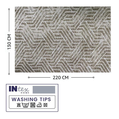 INtex Home Rectangular Tablecloth, Nadia’s Geometrical Design in Heavy Duty Linen Velvet Fabric, Soft Touch for Reception Living Room and Special Occasions - 1 Pc - 130 x 130 cm - Light Biege