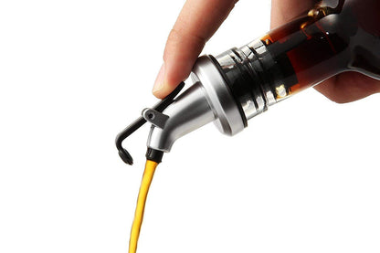 Oil and Vinegar Dispenser Bottle, Leak Proof with Stainless Steel Stopper, 500ml Clear Glass Bottle, Set of 2 - Perfect for Home and Restaurant