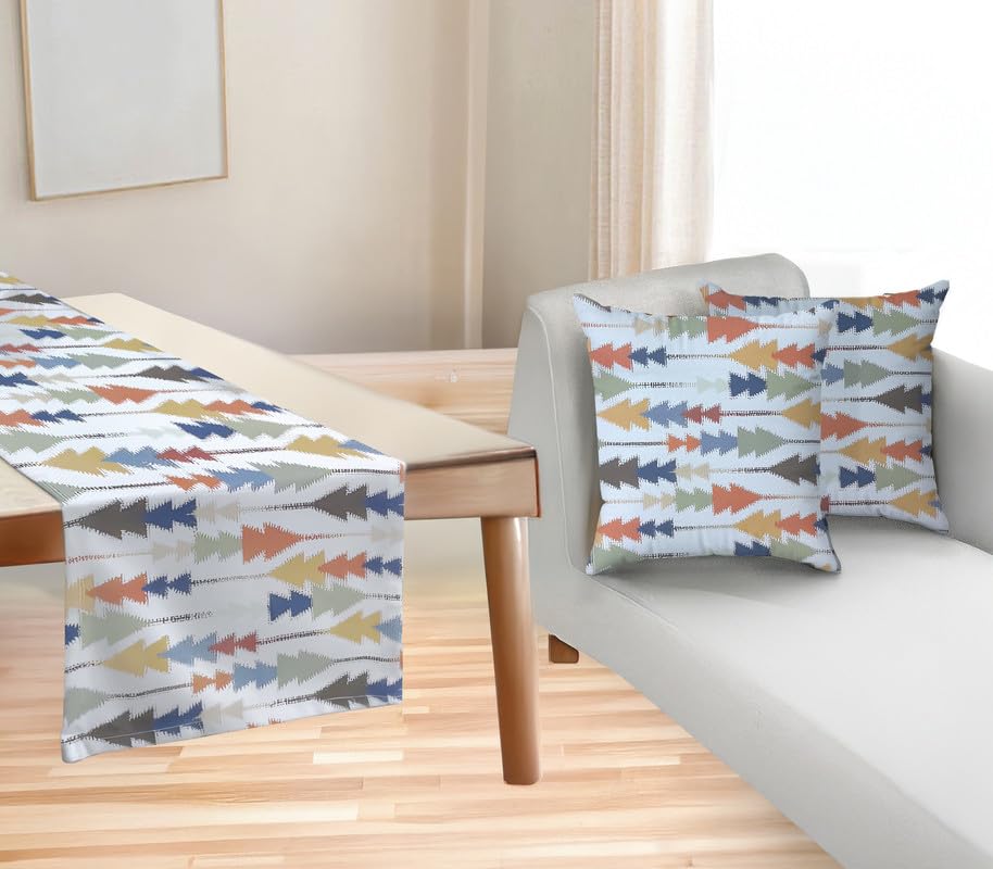 INTEX HOME Sofia Elegance 3-Piece Set – Linen Velvet Table Runner 45x135 cm - 2 Cushion Covers 40X40 cm – Elegant Home Décor for Dining Table & Living Room – Grey