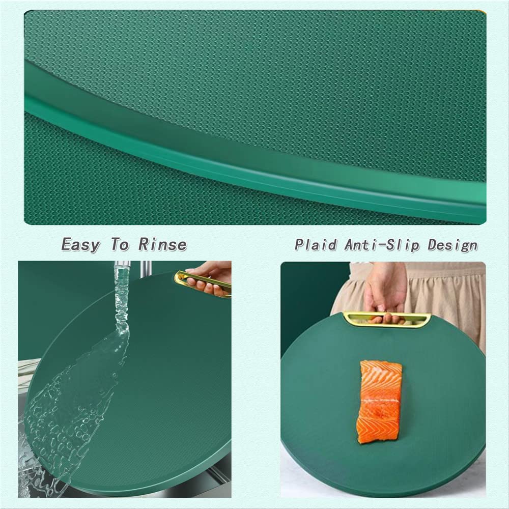 Plastic Cutting Boards for Kitchen - 3 Piece Chopping Board Set w/Easy Grip Handles
