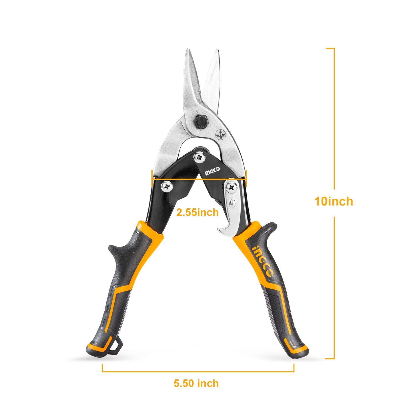 INGCO Straight Cut Aviation Scissors 250mm (10') Cut Carbon Steel and Stainless Steel HTSN0110S