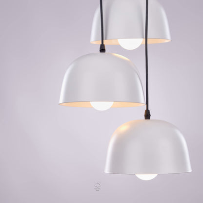 Nagafa Shop, White Aluminum 3 Bulb Helmet Modern Pendant Light,