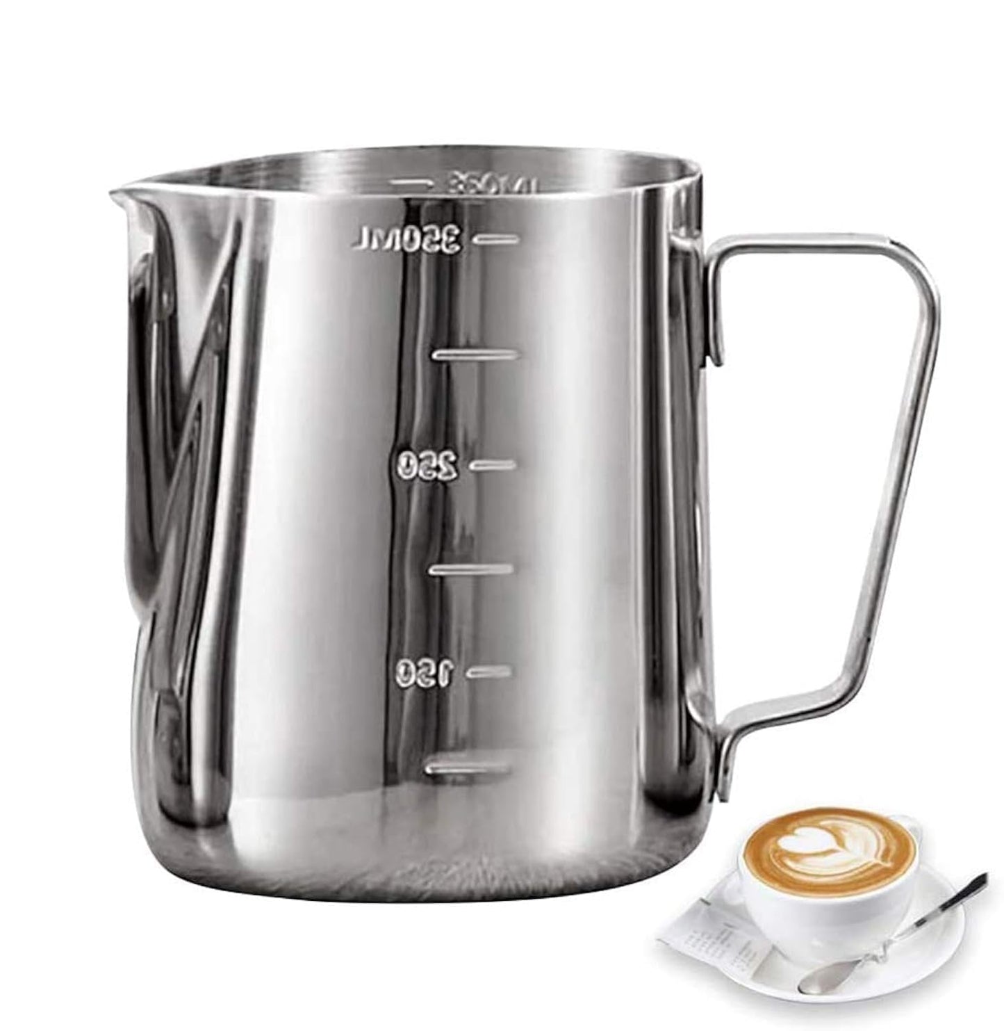 Stainless Steel Milk Frothing Pitcher 350ml - Barista Craft Latte Art Jug for Espresso, Cappuccino, and Milk Cream - Durable Milk Jug for Home and Coffee Shops