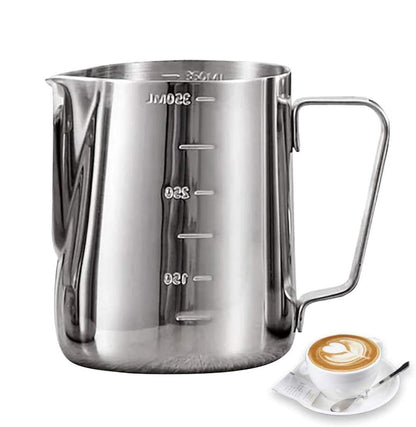 Stainless Steel Milk Frothing Pitcher 350ml - Barista Craft Latte Art Jug for Espresso, Cappuccino, and Milk Cream - Durable Milk Jug for Home and Coffee Shops