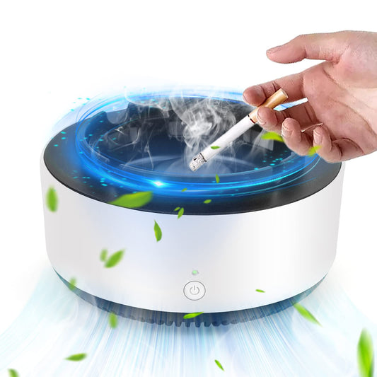 COLEESON Smokeless Ashtray with Air Purifier, 2-in-1 Air Purifier, Portable Smokeless Ashtray with Air Purifier Indoor, Indoor for Home, Car (White)