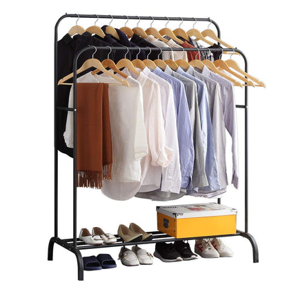 U-HOOME Clothes Rack, Clothing Garment Rack Metal Double Rail Hanging Clothes 2-Tier Storage Shelf for Boxes Shoes Boots Commercial Grade Multi-Purpose Entryway Shelving Unit for Home Office Bedroom