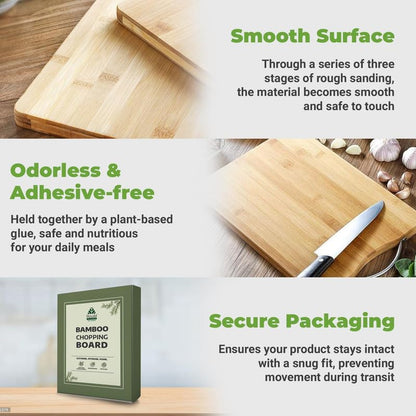 Rusabl Bamboo Wooden Chopping Board with Metal Handle, Multipurpose Cutting Board for Vegetables, Fruits & Cheese, for Kitchen Use, BPA Free, Eco-Friendly, Anti-Microbial (S, 30 x 20 cms)