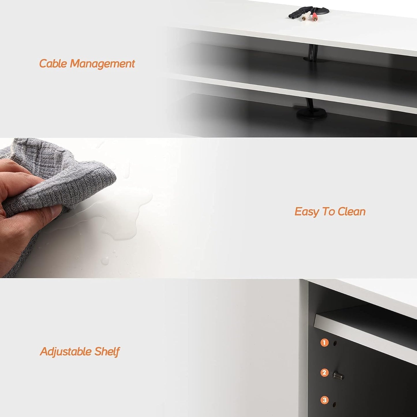 White Wooden Wall-Mounted TV Stand Shelf, Under-TV Storage Shelf and Media Console Rack for a Floating Entertainment Center in the Living Room, Space-Saving Furniture