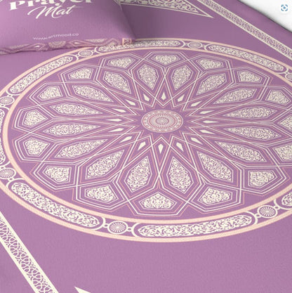 Velvet Prayer Mat in Pastel Purple, 68x117 cm, a soft and luxurious rug with a beautiful dome design, providing a comfortable and aesthetically pleasing space for prayer