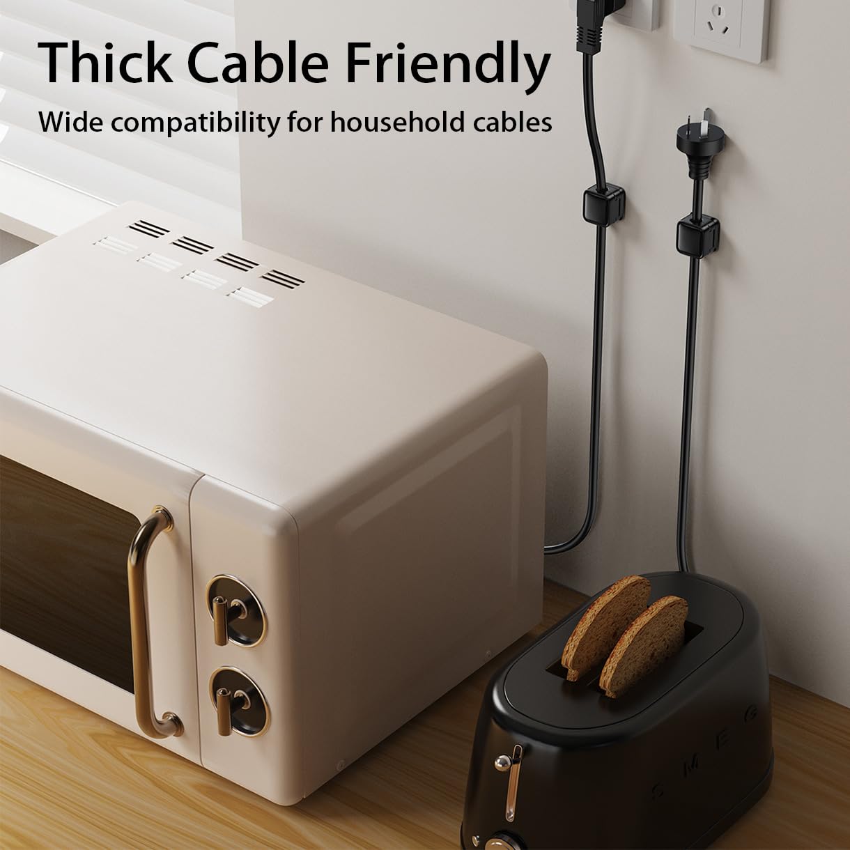 smofish Cord Organizer Holder, 12 Pack Magnetic Desk Cable Clips Management, Phone Charging Cable Keeper, Strong Adhesive Wire Charger Holder for Nightstand, Kitchen Appliances, Office Supplies-Black