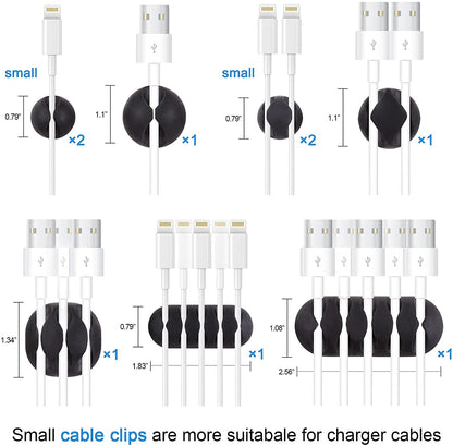 Denvok - Set Of 10pcs Cable Organizer Management Strong Adhesive Silicone, USB Cable Winder, Flexible Cable Manager Clips, Cord Holder For Desktop Mouse Headphone Earphone for Kitchen School Office