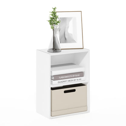 2-Tier Bookcase, Compact Bookshelf and Storage Organizer, Simple Modern Design in White Finish, Ideal for Small Spaces, Desks, or as a Low Profile Shelf Unit