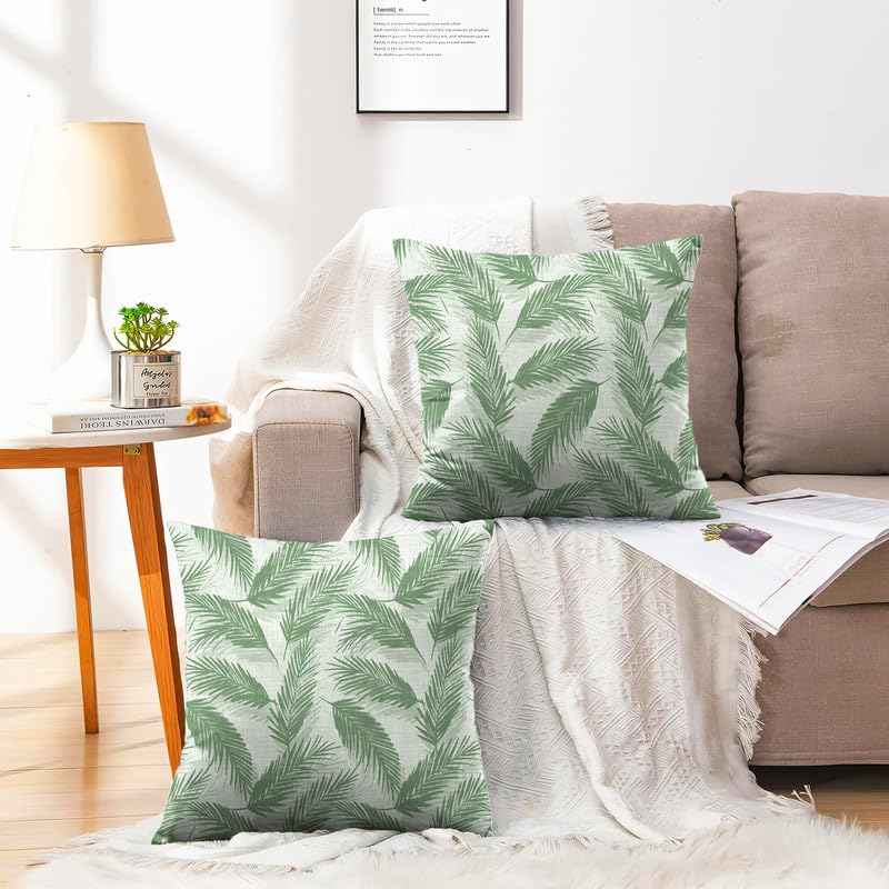INTEX HOME Linen Velvet Cushion Set, Bella Leaf Pattern, Premium Soft Fabric, 40×40 cm, Turquoise, Elegant Living and Dining Room Decor, Comfortable and Durable Accent Pillows, 2 Pieces
