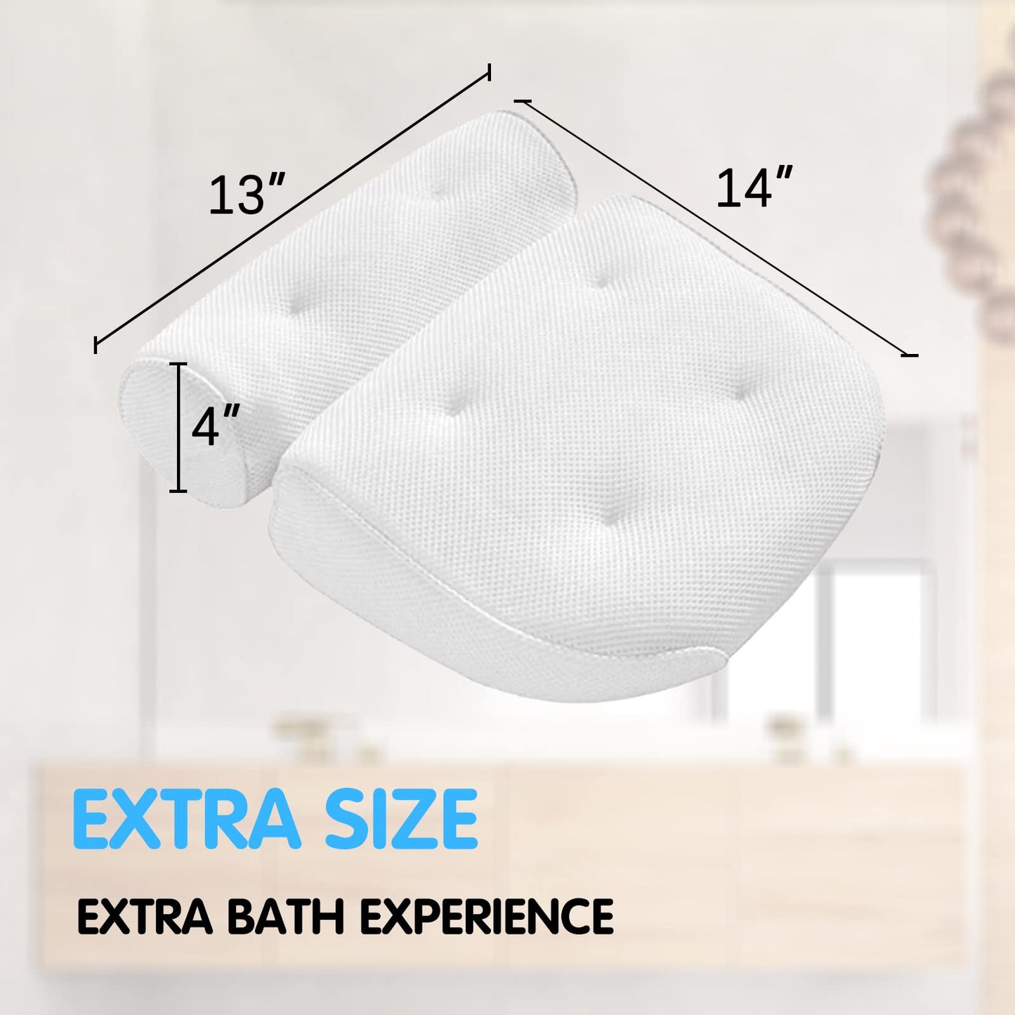COALA HOLA Bath Pillow Bathtub Spa Pillow, Non-Slip 6 Large Suction Cups, Extra Thick Bath Pillow for Head, Neck, Back and Shoulder Support, Fits All Bathtub, Hot Tub-White