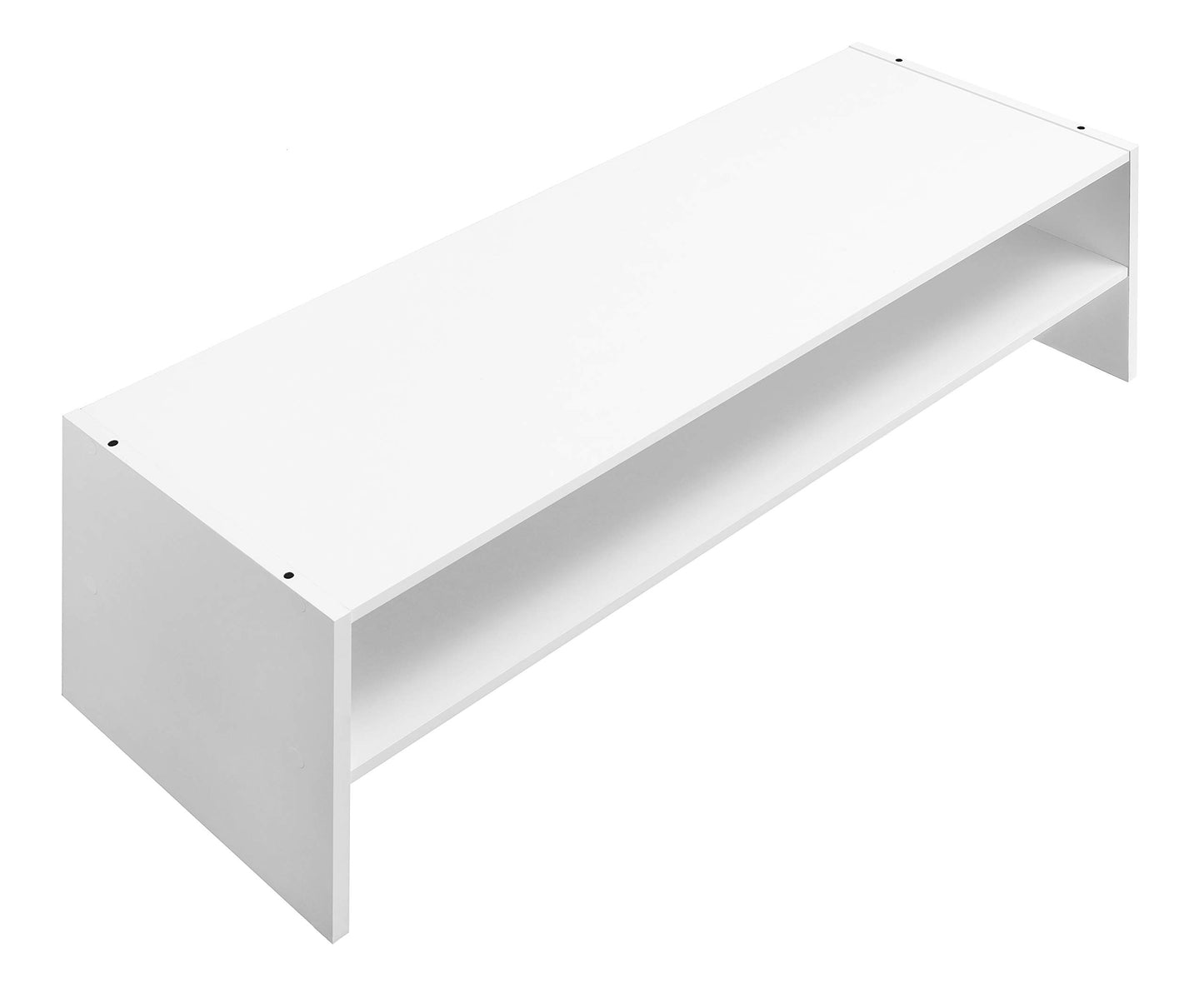 Wooden Shoe Organizer in White, 2-Shelf Freestanding Shoe Rack, Expandable Storage for Entryway or Closet, Simple and Modern Footwear Solution (31")