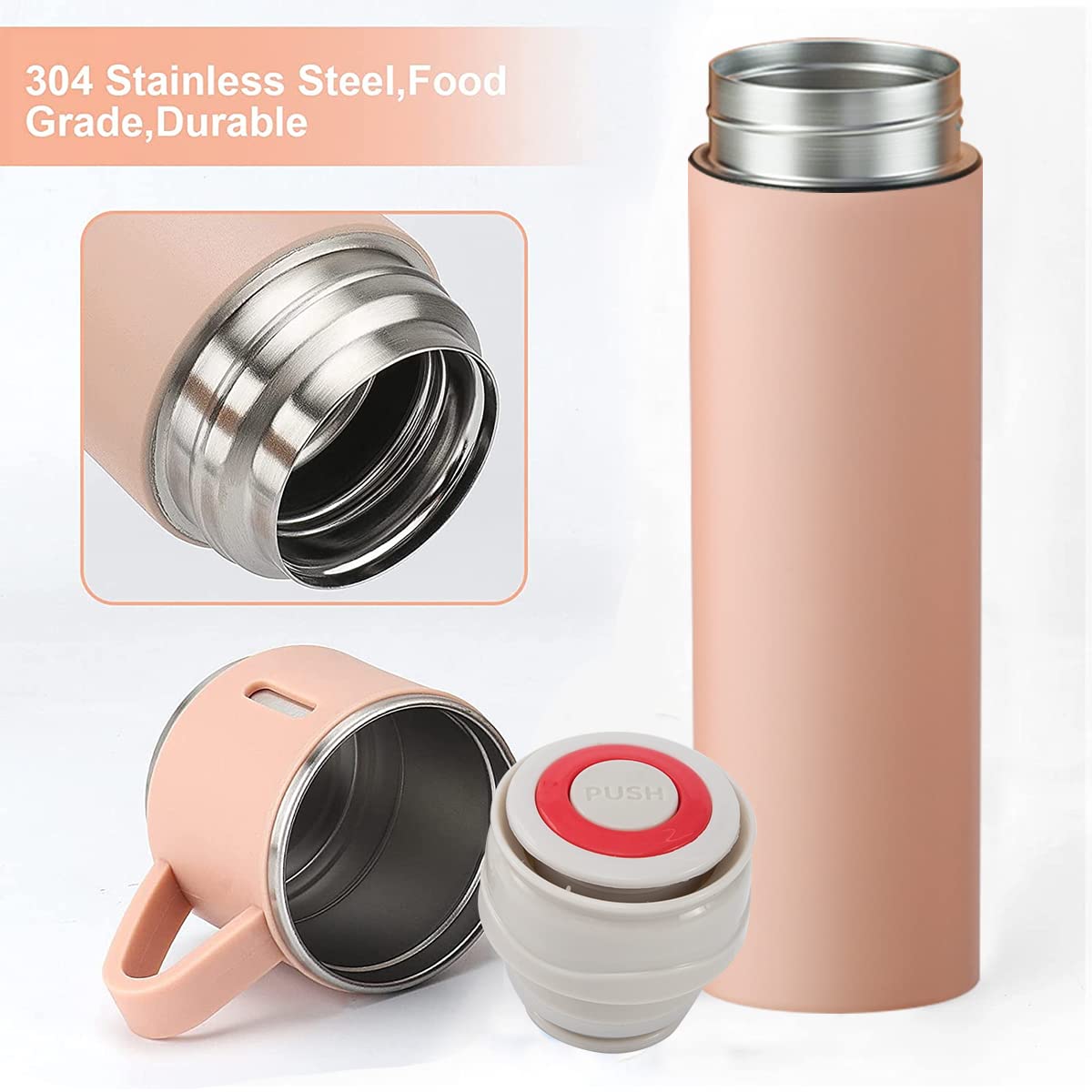 Coffee Thermos Stainless Steel Vacuum-Insulated Water Bottle, 500ml, Double-Wall Thermal Flask, Hot and Cold Beverage Container, Ideal for Travel and Office Use