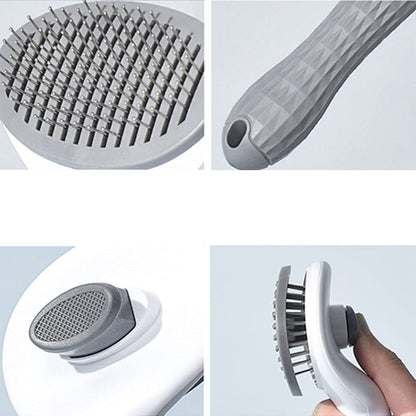 Domkim Self-Cleaning Slicker Dog & Cat Brush, Slicker Pet Grooming Combs, Shedding Grooming Tools - Gently Removes Loose Undercoat, Fur, Dirt, Mats and Tangled Hair (Grey)