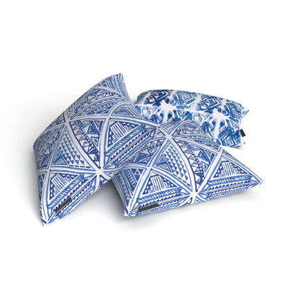 Glam Set Canvas Cushion Cover in Blue & White, a durable decorative pillow with a chic and sophisticated pattern, 40x40 cm, designed to bring a touch of modern glamour to your home decor