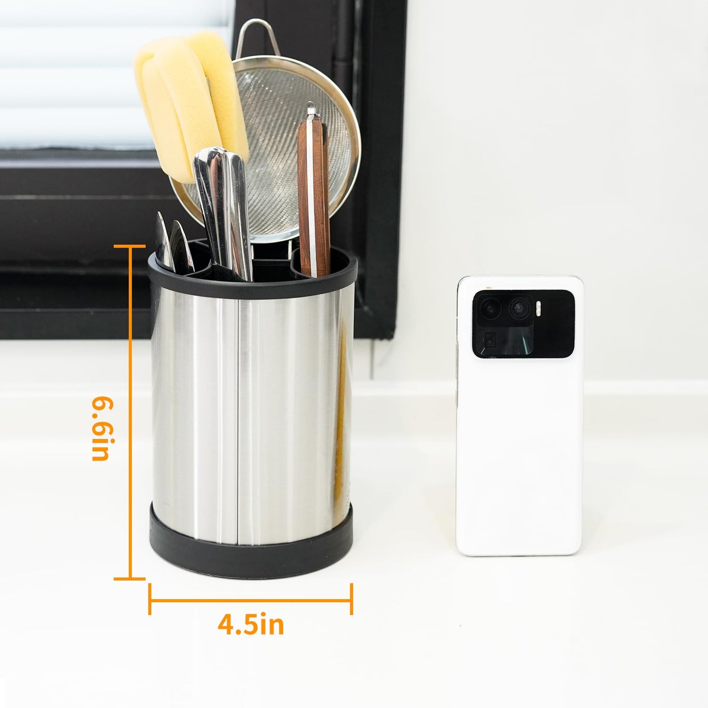 Rotating Utensil Crocks,360° Rotating Storage Rack, Rotary Stainless Steel Kitchenware Storage Bucket, Basic Kitchen Container for Kitchen Countertops, Kitchenware Holder for Kitchen Countertops