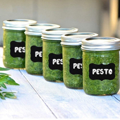 Waterproof Reusable Sticker Labels Roll With White Removable Chalk Marker Practical For Spice Jars And Canisters Set Of 56 Pieces - Black