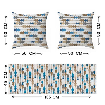 INTEX HOME Sofia Elegance 3-Piece Set – Linen Velvet Table Runner 45x135 cm - 2 Cushion Covers 40X40 cm – Elegant Home Décor for Dining Table & Living Room – Grey