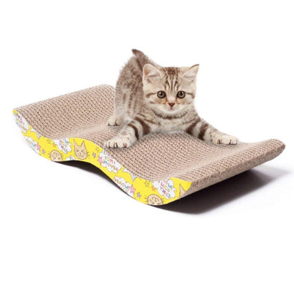 SAPU Cat Scratcher Cardboard for Little Cats and Dogs, Corrugated Scratching Pad with Wave Curved Catnip Cat Cardboard Sofa Lounge Wave (2 Pcs)