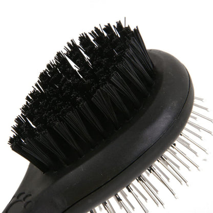 TadKeep Dog Brush for Grooming Pet Double Sided 2 in 1 Pin & Bristle Soft - Slicker Detangling Comb Cat and Shedding, Removing, Dirt Cleaning Short or Long Hair, Black, L
