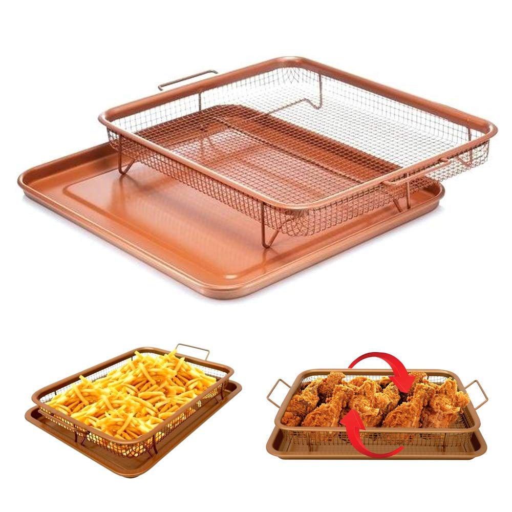 Oven Baking Tray, Copper, Excellent Chips Crisping Basket Set, Oven Use