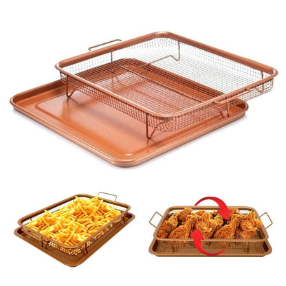 Oven Baking Tray, Copper, Excellent Chips Crisping Basket Set, Oven Use