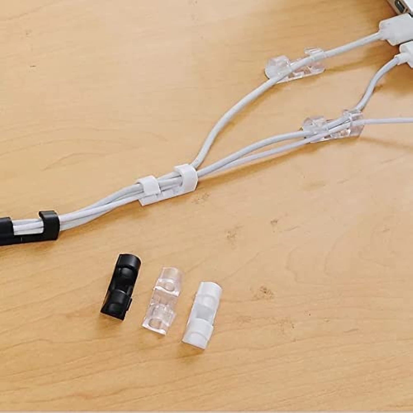 20pcs Self-Adhesive Cable Clip Organizer, White, 18.4cm
