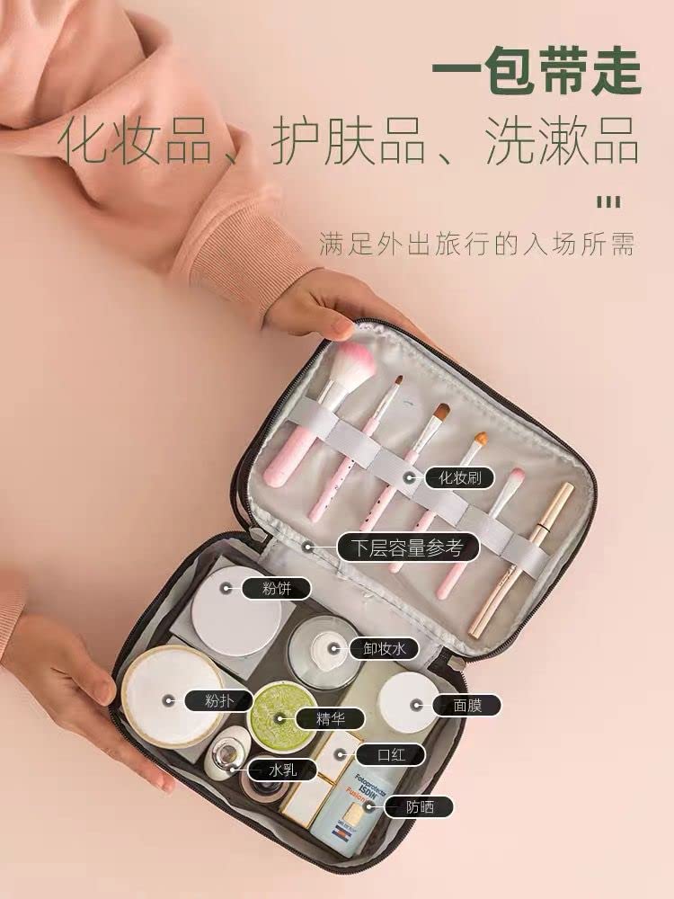 Women's Waterproof 2-Layer PU Cosmetic Organizer Box (Silver)