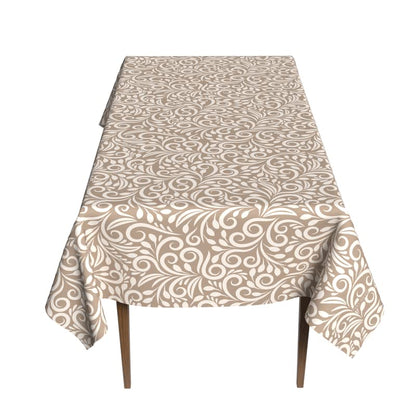 Cran Waterproof Tablecloth, a Spillproof Table Cover made from Durable Polyester Fabric, 140x300 cm, Beige & White, a Stain-Resistant Protector for Dining Room, Kitchen, or Parties